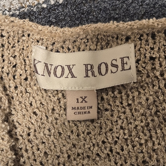 Knox Rose V-Neck Striped Knit Pullover Sweater Size 1X - Picture 5 of 6